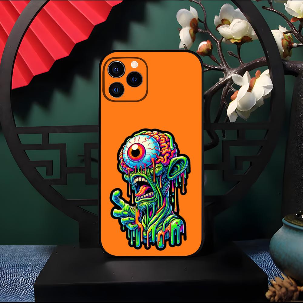 Неоновый Глазастый Мозговой Инопланетный Монстр Чехол для Телефона Для IPhone 17 Pro Max 16 15 14 Pro Max 13 11 Air Plus Силиконовый Чехол