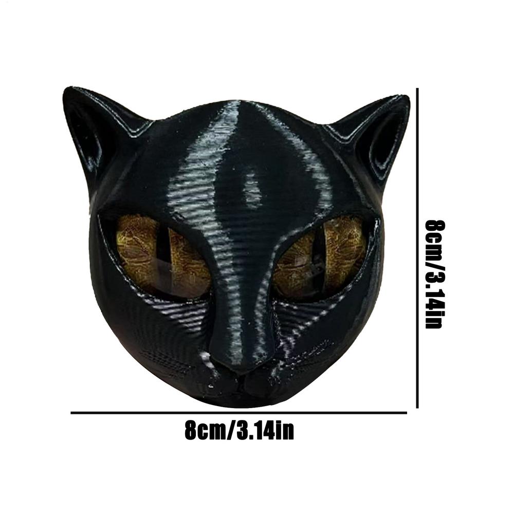 Black Cat Stone Figurine 3D Art Piece Cat Head Healing Stone Marble Texture Cat Stone Keepsake Gift Office Home Desktop Decor