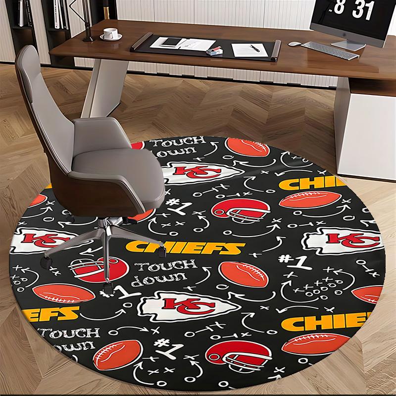 Коврик для кресла Kansas City Chiefs Touchdown Round - Ковер для офиса в спортивной тематике, для дома