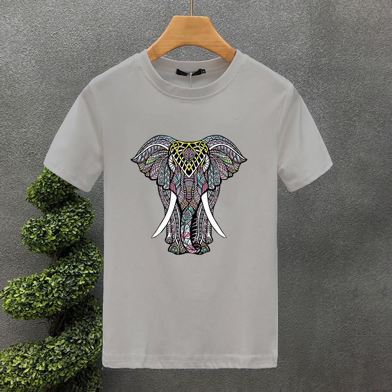 2yk Luxury Brand Design For Men's T-shirt Cotton High Quality Elephant Printing Summer Tees Brand Tops Unisex Oversized S-7XL