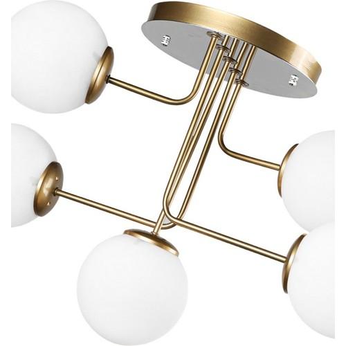 5th Tumbled White Globe Glass Chandelier