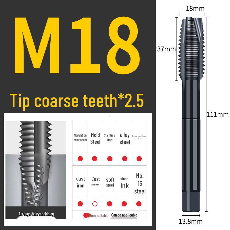65° Машина для азотирования Спиральный метчик для нержавеющей стали, Размеры M3-M12