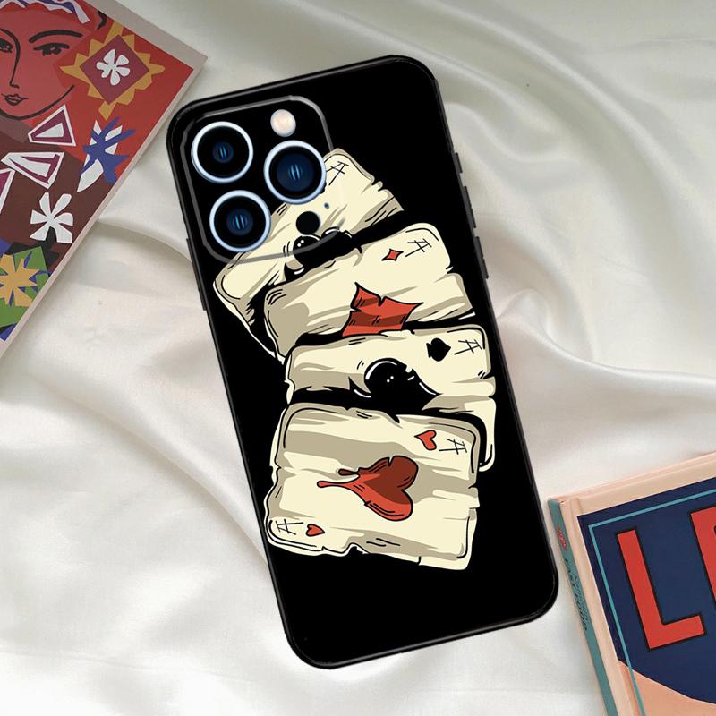 Poker Cards Phone Case For iPhone 15 14 12 11 13 16 17 Pro Max 15 16 Plus 13 Mini 16e 17 Air Funda Cover