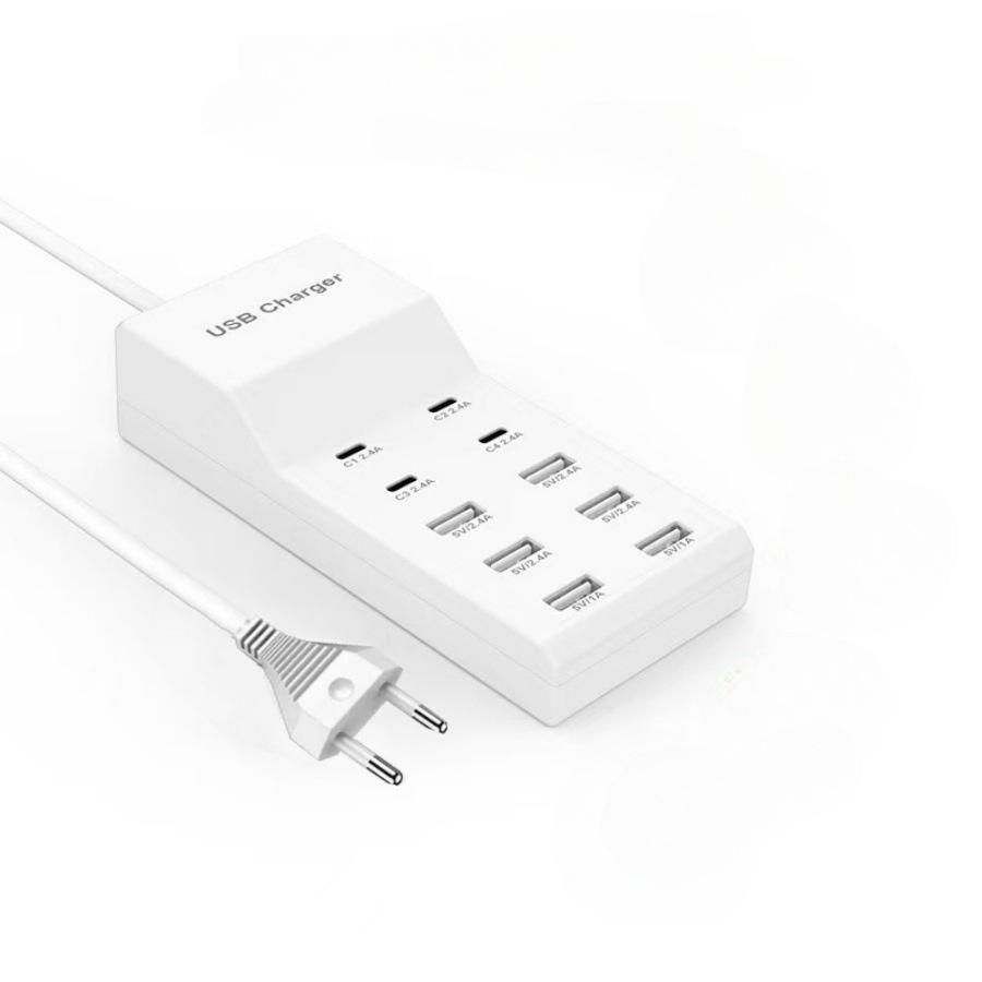 50 Вт многопортовое зарядное устройство USB для быстрой зарядки, адаптер-концентратор типа C для iPhone, Samsung, Xiaomi, 10-портовое зарядное устройство для телефона USB, удлинитель