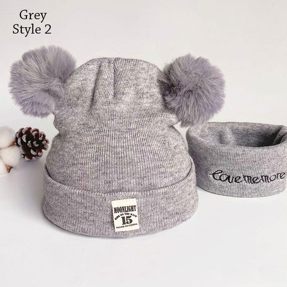 Warm Baby Beanie Cap Windproof Hat Scarf Set Winter Kids Knitted Hat Toddler