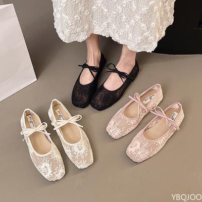 Мода Модный универсальный Летний Новый Квадратный Носок Бант Элегантные Одинарные Туфли Женские Легкие Дышащие Удобные Сетчатые Туфли