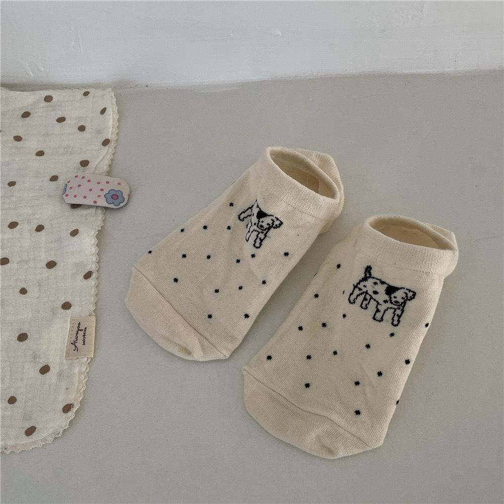 Puppy Embroidered Boat Socks, Summer Breathable Socks, Preppy Casual Cotton Socks
