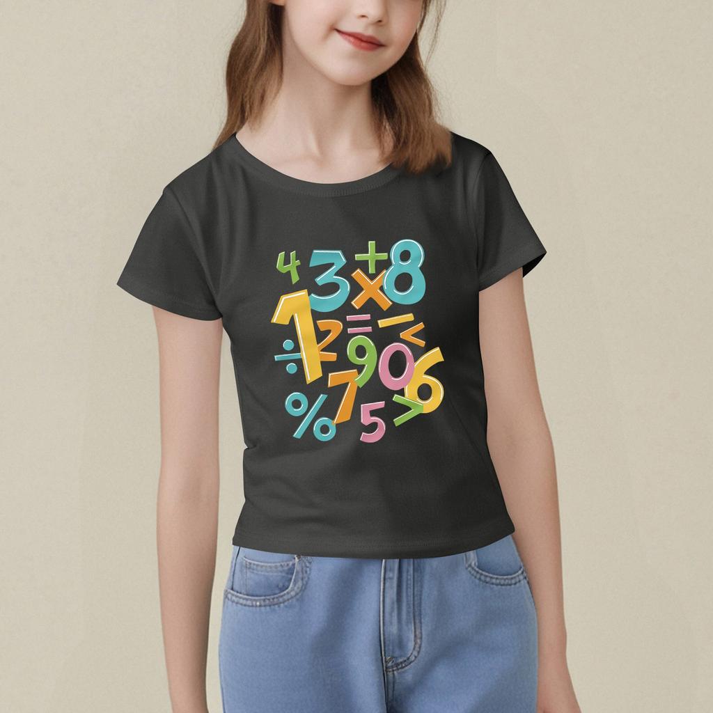 Детский набивной короткий рукав круглый вырез повседневный удобный свободный легкий топ