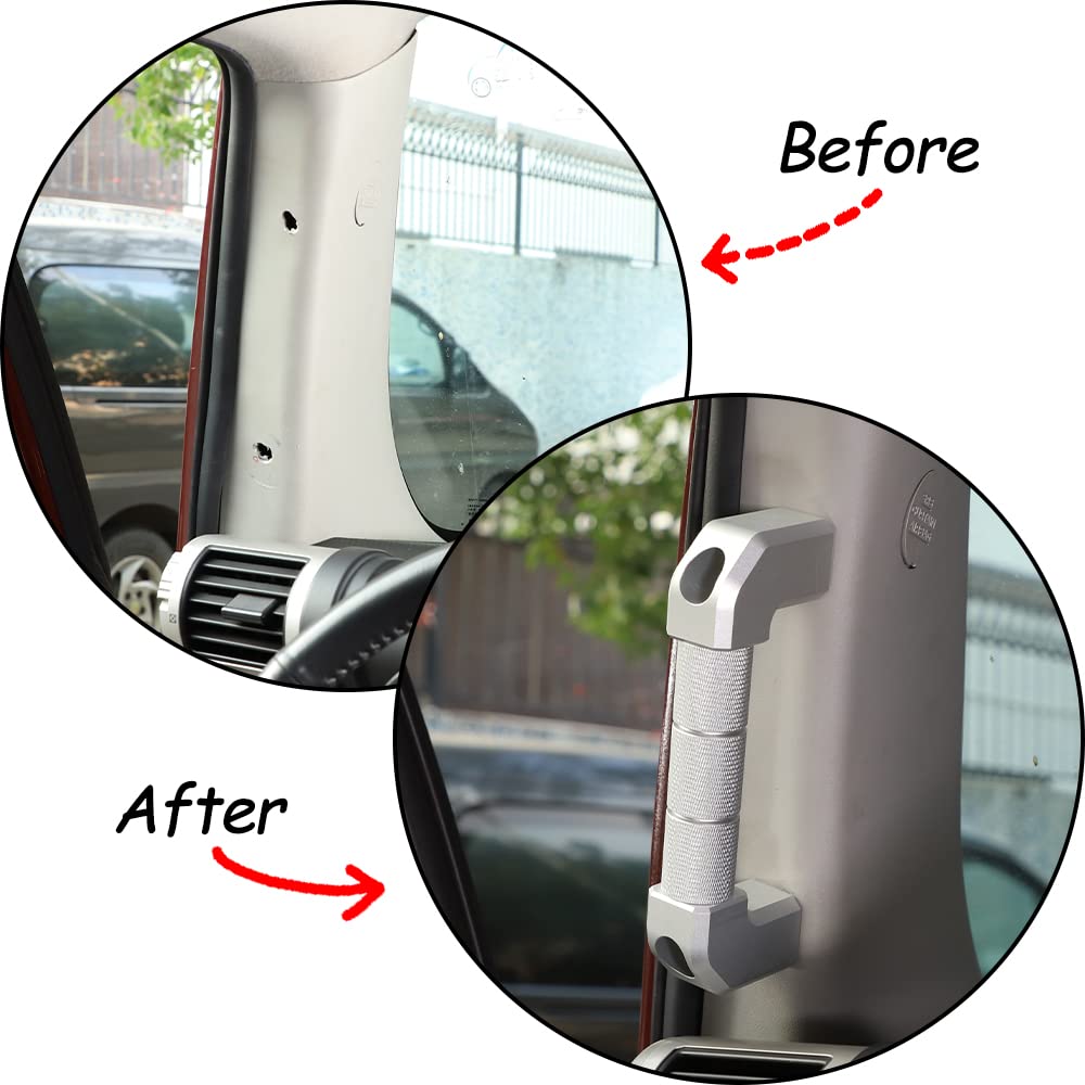 DIYUCAR совместим с Toyota FJ Cruiser 2007-2021 Car A Pillar Handle Rear Parts Front Grab Handle Aluminum Assist Grip Red Driver Seat