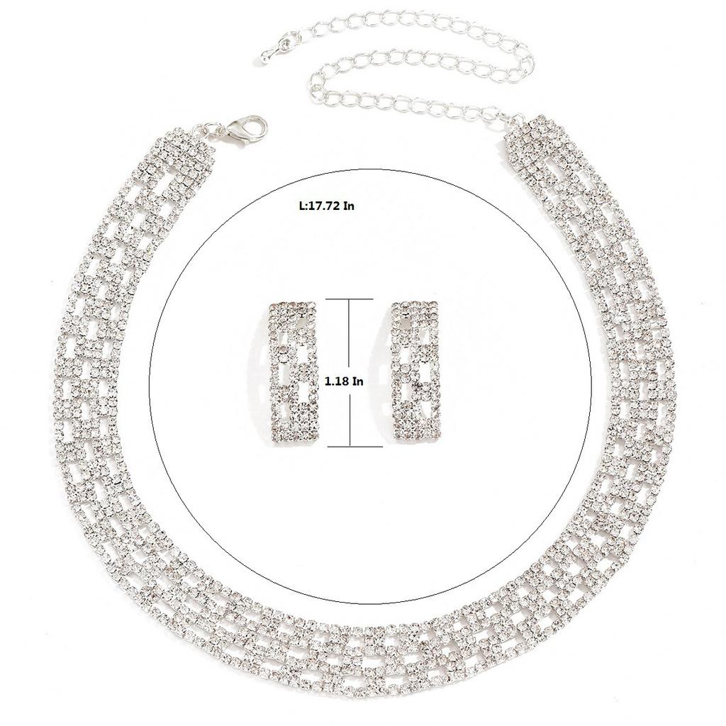 Ювелирные изделия Роскошь Свадебный Ужин Вечеринка Женщин Воды Бриллиант Полые Ожерелья Серьги-гвоздики Комплект Из Двух Частей