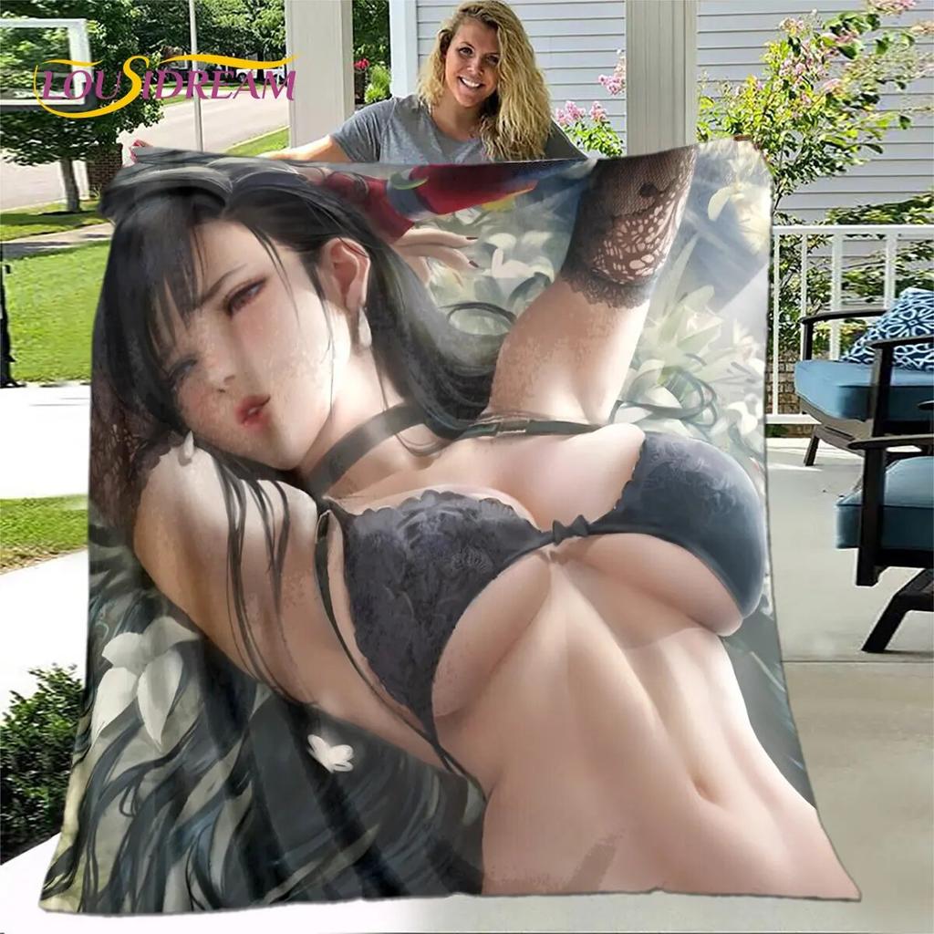 Tifa Aerith, сексуальное кружевное аниме для девочек, мягкое плюшевое одеяло, фланелевое одеяло, одеяло для гостиной, спальни, кровати, дивана, чехол для пикника