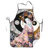 1pc BBQ Apron Featuring A Vintage Japanese Geisha Design, Made From 100% Polyester Fabric With A Slight Stretch. This Patterned