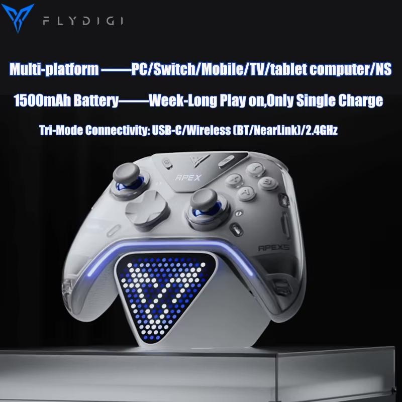 Flydigi Беспроводной геймпад Apex 5 для ПК / Switch / Телефона / Телевизора / Планшетного компьютера, Зарядная станция с крутым RGB-экраном