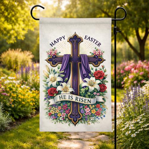Religious Jesus Cross He Is Risen House ag Springtime Spiritual Lawn Decor PPZ