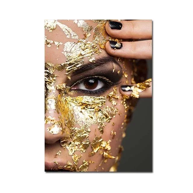 Африканские женщины Холст Живопись Черное Золото Женщина Постер и Принты Скандинавское Настенное Искусство Картина для Домашнего Декора Гостиная Фреска