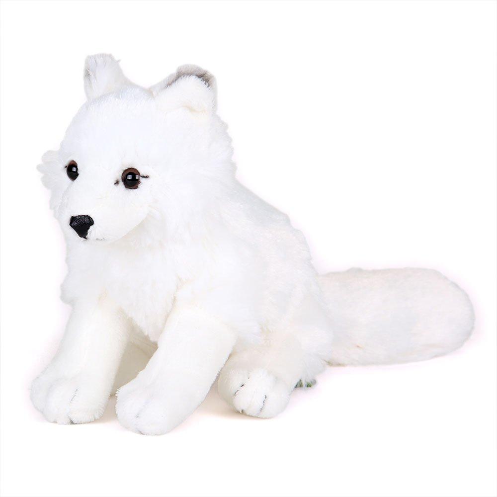 Carolata Arctic Fox Plush Toy Realistic Fox Animal Toy Doll Gift Present Birthday Christmas Present (Sitting Series/Soft Touch) (Twice Tested) /
