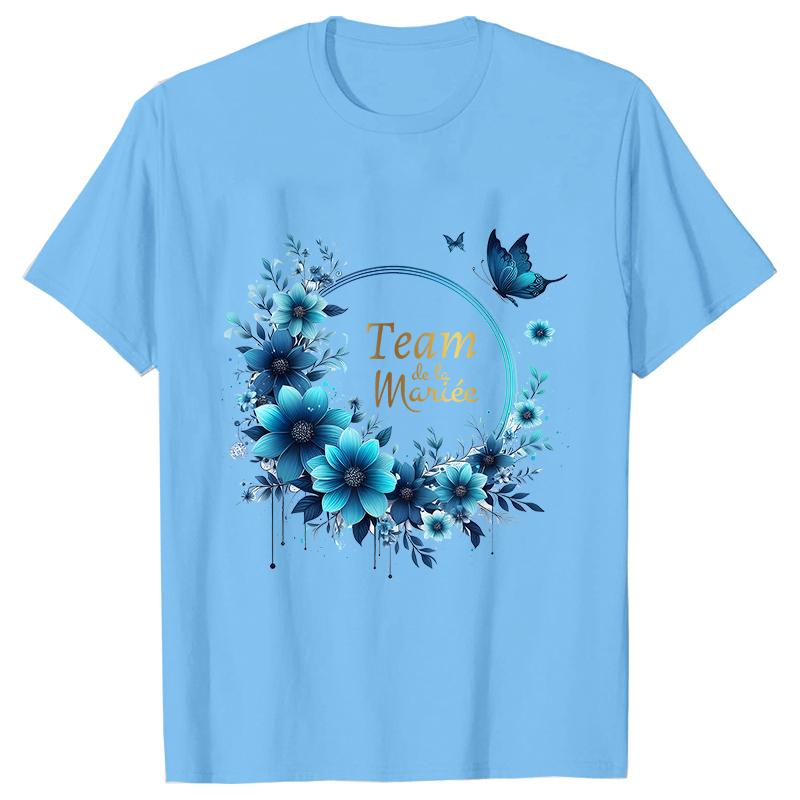 Team Bride Top Future Bride Tshirt Bridal Shower Wedding Bachelorette Party EVJF Flower Wreath Tees for Women Single Farewell