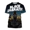 Round Neck 3D Black Sabbath Band Graphic Printed Long Sleeved Men's T-shirts - Soft Medium Stretch Polyester Fabric Summer Relaxed Fit Clothing