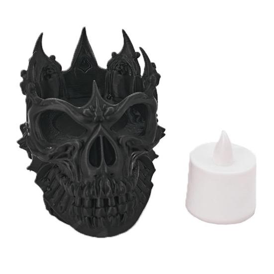 Подсвечник для чайной свечи в форме черепа, готический подсвечник, украшение на Хэллоуин, светодиодная чайная свеча с подсвечником для домашнего настольного декора