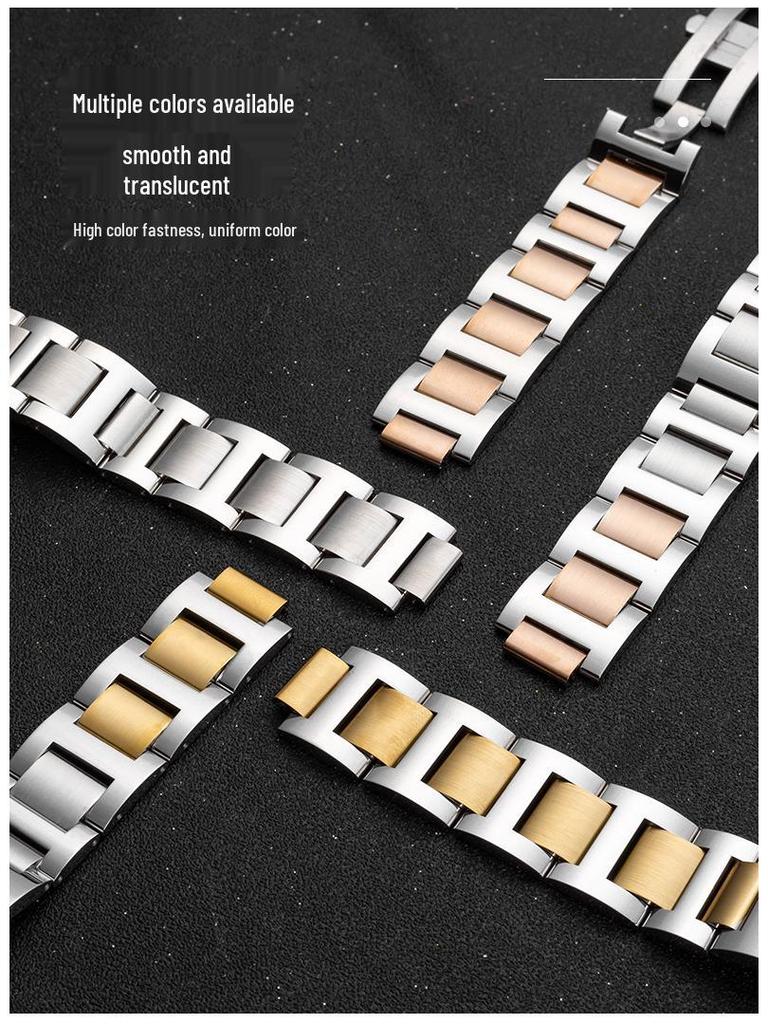 Запасной ремешок из нержавеющей стали для Cartier Ballon Bleu - Мужской и женский браслет для часов с выпуклым креплением