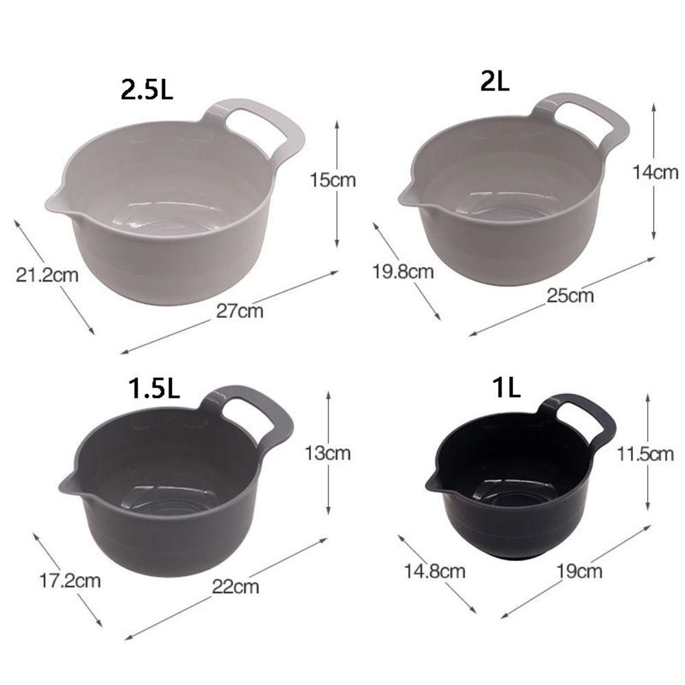 4pcs/set with Pour Spout Mixing Bowl Set with Handle Snacks Basin Salad Bowl Vegetables