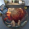 Lion Artwork Round Area Rug,Carpet Rug for Living Room Bedroom Sofa Playroom Decor,Non-slip Floor Mat