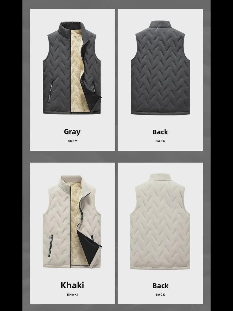 Мужской бархатный теплый жилет больших размеров - осенне-зимний жилет из крепа-твила без рукавов