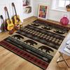 Rustic Wildlife Bear & Arrow Pattern Area Rug, Cabin Style Floor Mat for Living Room Bedroom Non-Slip Lodge Home Decor Carpet