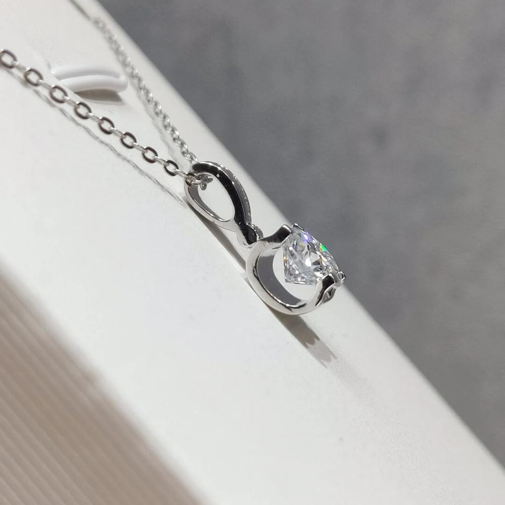 Серебро 925, оригинальный 1 карат, бриллиант, круглая бриллиантовая огранка, цвет D, кулон с муассанитом, ожерелье, цепочка с драгоценными камнями для женщин