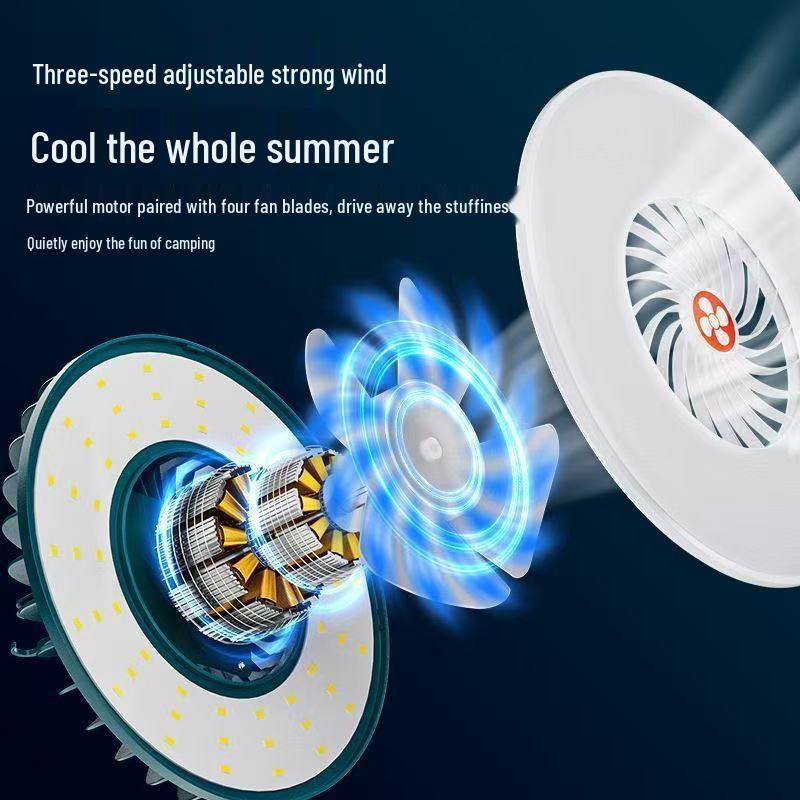 Outdoor Rechargeable Camping Light with Fan - Long Battery Life, Super Bright for Tents and Emergencies