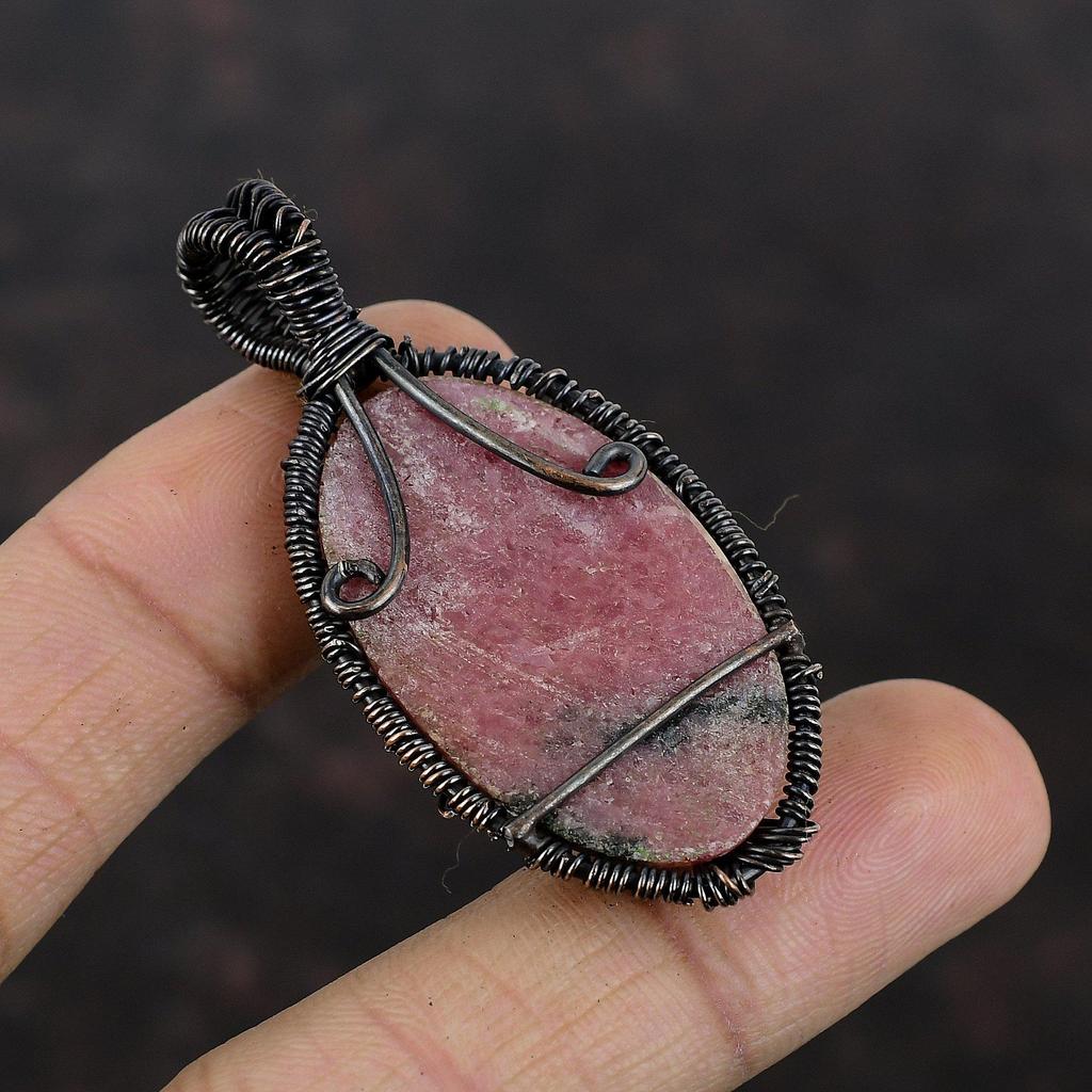 Древо Жизни Подвеска из Родонита Подвеска из Драгоценного Камня Медная Проволока Обернутая Подвеска Ювелирные Изделия Из Родонита Подвеска Ручной Работы Подарок Для Женщин Медные Ювелирные Изделия