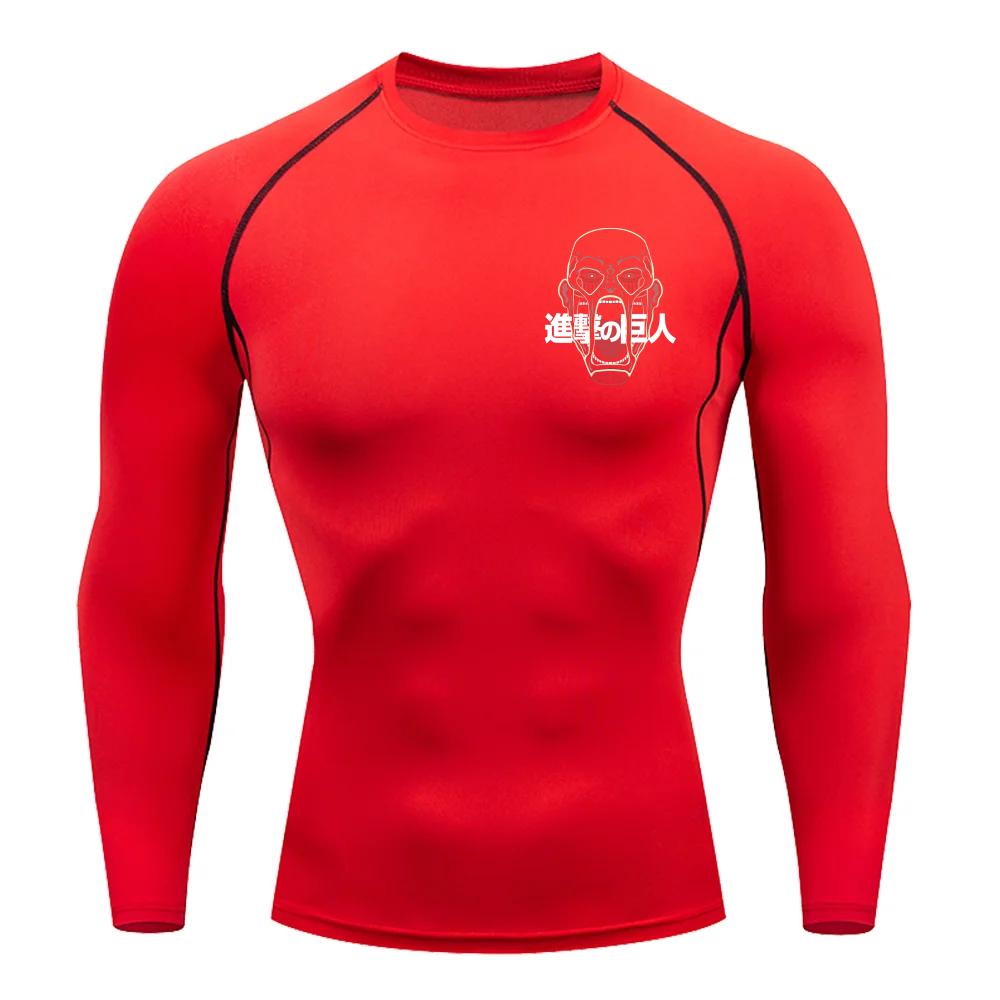 Фитнес Спортивная одежда Подростковая футболка Атака Титанов Графические топы Облегающая тренировочная одежда Мальчики Компрессионная одежда для бега Баскетбольная одежда