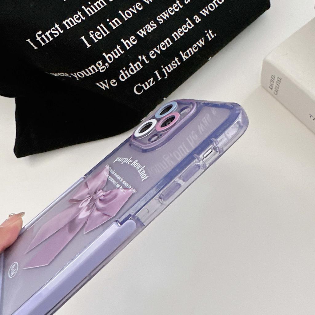 Милый чехол для телефона с 3d рельефным фиолетовым бантом и бабочкой из мультфильма для Iphone 11 12 Promax 13 14 Pro Max, защитная задняя крышка, капа