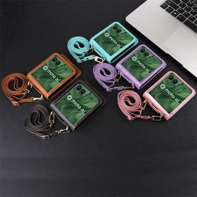 Для Motorola Moto Razr 50 Ultra Wallet Crossbody Lanyard Phone Case For Moto Razr Plus Card Holder Leather Protective Cover