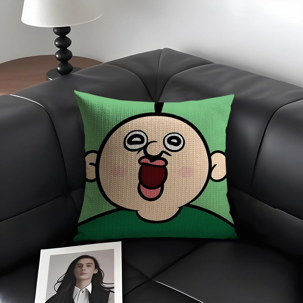 Funny Bbangbbangs Diary Cushion Cover Natural Linen Organic Fabric DoubleSided Printing Sofa Home Decor Gift Pillow Case