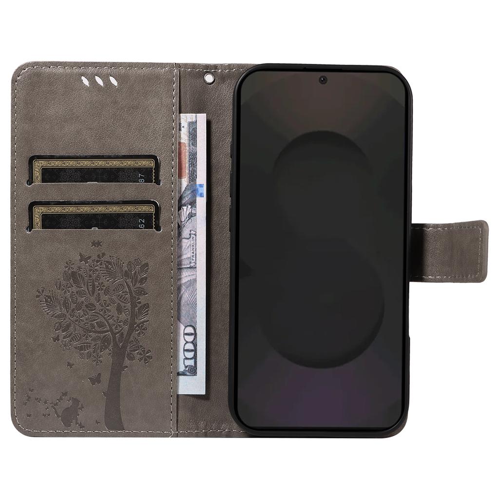 For Samsung Galaxy S25 FE Phone Case with Stand Cat Tree Pattern Leather Wallet Mobile Cover