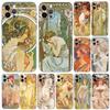 Чехол для телефона Art ALPHONSE MUCHA для iPhone 5 5s 2020se 6 6s 7 8 plus x 10 XR XS 11 12 13 mini pro MAX черная задняя крышка из ТПУ