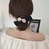 Elegant High-Grade Pearl Bow Hair Tie - Black Elastic Band