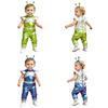 Baby Girls Color Block Alien Jumpsuit Cap Sleeve Zipper Back Metallic Romper Photography Cosplay Halloween