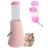 Hamster Squirrel Hedgehog Drinking Bottle Automatic Waterer Ceramic Base Tank Bottle Roll Ball Water Leak Prevention Small Animal Water Bottle (Pink)