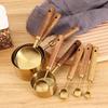 8-Piece Measuring Cup and Spoon Set with Wooden Handles Stainless Steel Measuring Cup Baking Tools Coffee Measuring Spoon Set