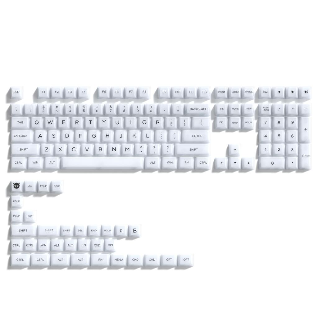 141-Key Side-Printed PBT Keycaps with Double Glitter Custom Cherry Profile for Mechanical Keyboards, Early Morning Fog, White