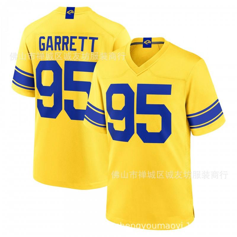 Mens Retro White LA Rams 95 Garrett Football Jersey S-XXXL All