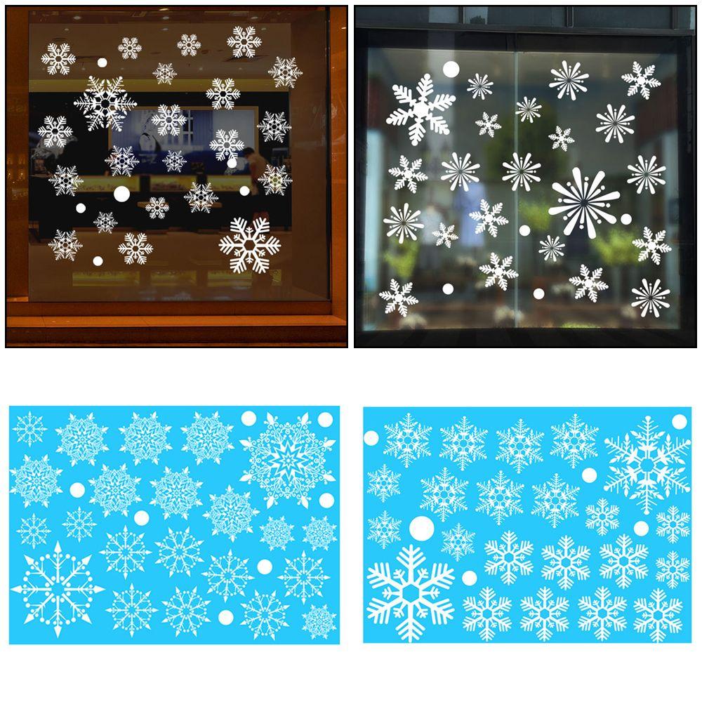 1 Set Vinyl Ornament Christmas Wall Art Wall Stickers Snow Flakes Decals Shopwindow Decor