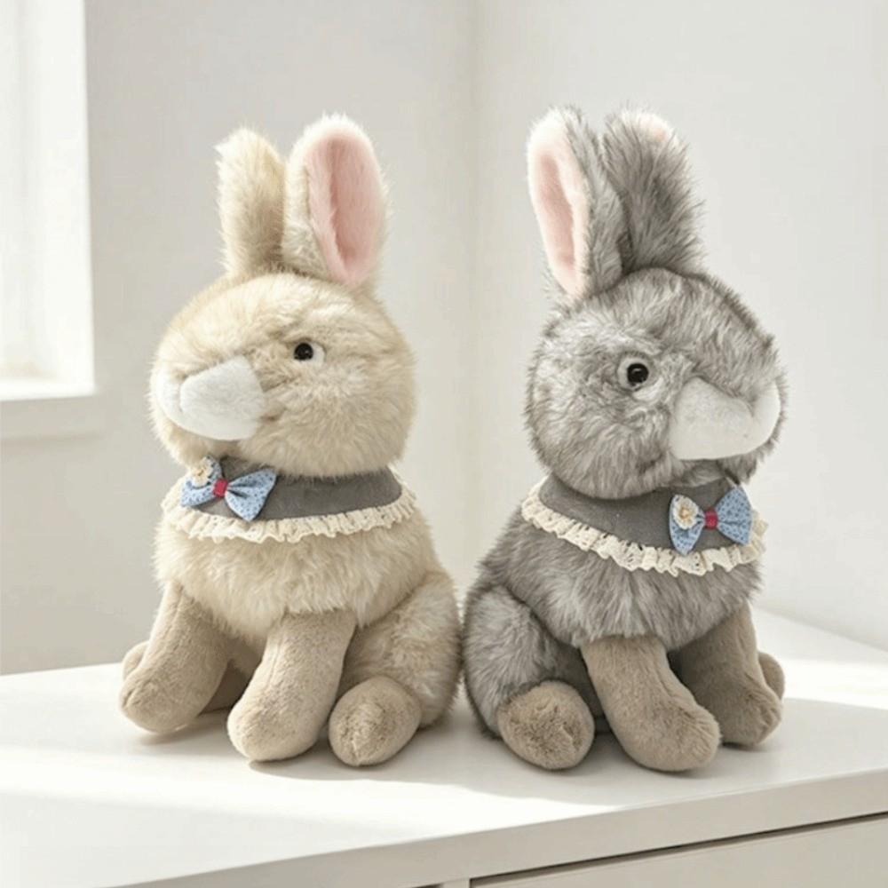 Simulation Bunny Stuffed Doll Soft Fluffy Stuffed Bunny Doll Rabbit Plush Toy Bedroom Ornament