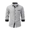 Мужская рубашка в стиле business casual с цветовыми блоками, длинным рукавом и свободным кроем