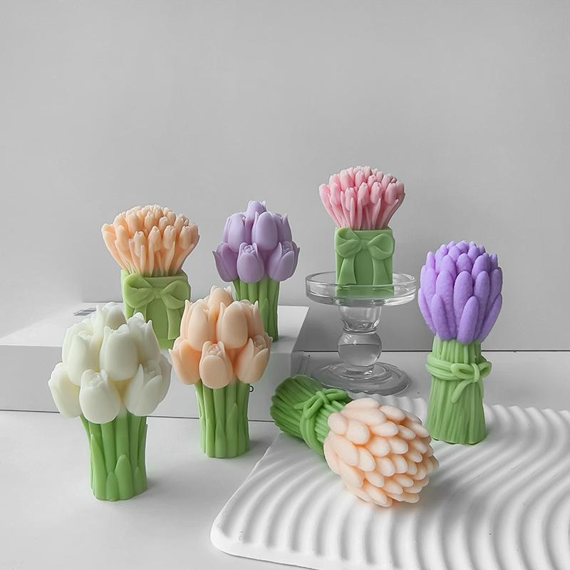 3D силиконовая форма для букета тюльпанов, сделай сам, цветы, ароматические свечи, пластырь, орнамент, формы, подарок ручной работы, мыло, принадлежности для изготовления свечей