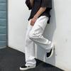 Мужские брюки-карго в стиле хип-хоп с несколькими карманами, широкие брюки, свободные, однотонные, со средней талией, прямые брюки, мягкая дышащая уличная одежда, мужские длинные брюки