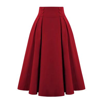 (ХЧЖ)Женская повседневная юбка-миди, винтажные эластичные плиссированные юбки трапециевидной формы с высокой талией
