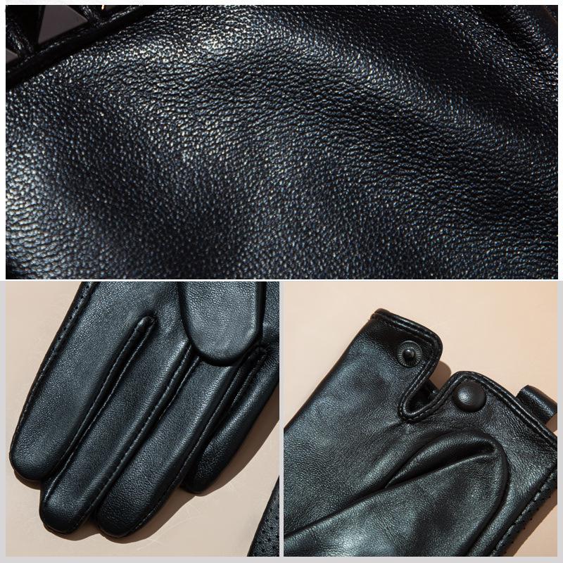 Кожаные перчатки для вождения, верховой езды, локомотива, тонкие короткие сенсорные экраны, корейская версия, простые и модные перфорированные дышащие перчатки из овчины